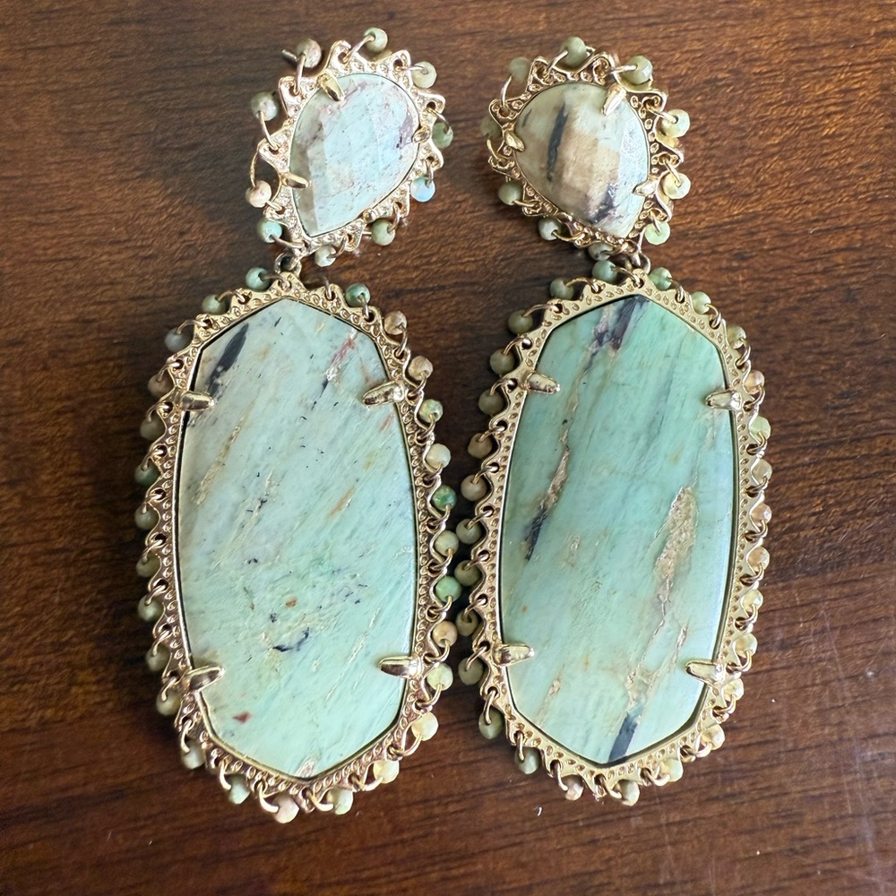 Kendra Scott Chrysocolla Beaded Dangle Earrings - Picture 1 of 2
